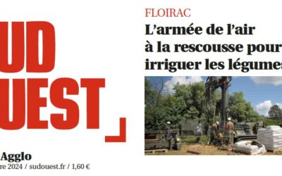 Article SUD-OUEST « L’armée de l’air à la rescousse pour irriguer les légumes »